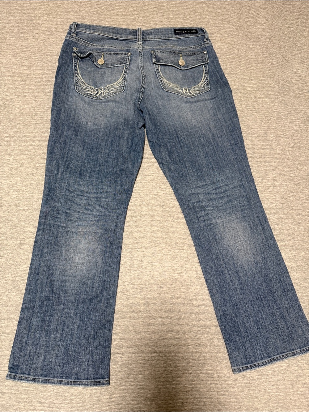 Rock & Republic Kendall Jeans Womens 16 Blue Winged Flap Pocket straight leg